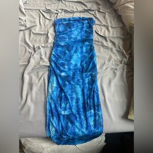 Elegant Blue Floral Women's Dress